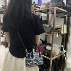 Mini leather digital print tote bag
